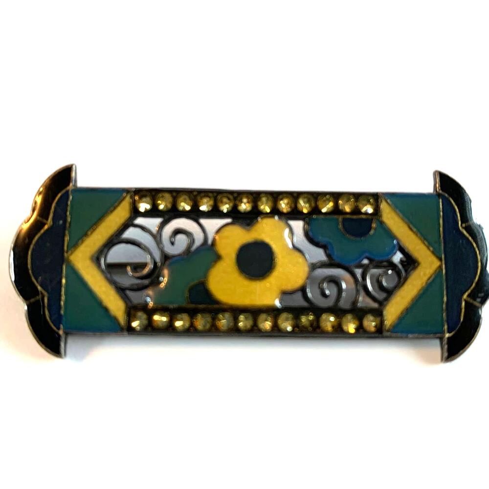 Pier Bex Antique c.1930's Art Deco Enamel Brooch Pin
